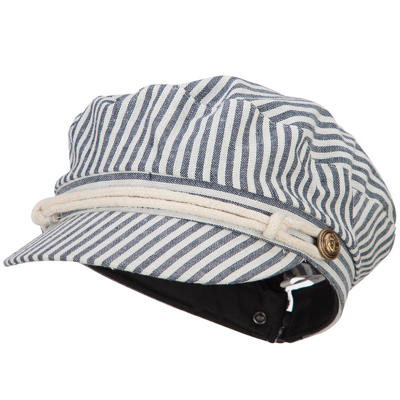 Women’s Rope Accent Band Greek Sailor Stripe Hat Navy White One Size