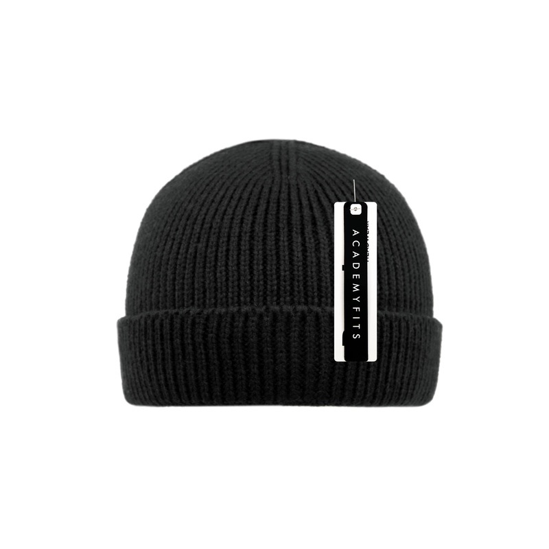Academy Fits Short Skater Knit Beanie Cap 6001 Black