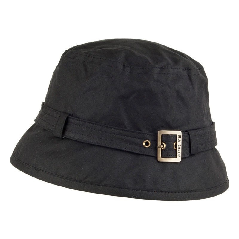 Barbour Hats Kelso Waxed Cotton Bucket Hat – Black S