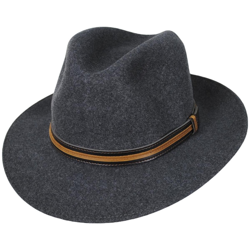 Brandt Lanolux Wool Felt Fedora Hat BLACK MIX S