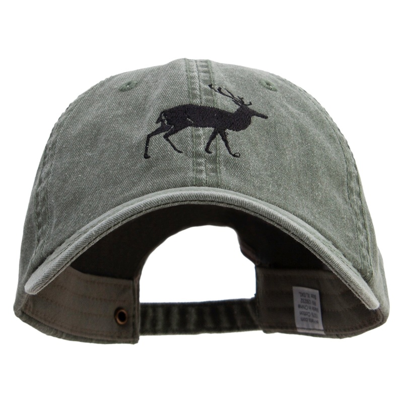 Christmas Deer Logo Embroidered Big Size Washed Pigment Dyed Cap Olive XL-3XL