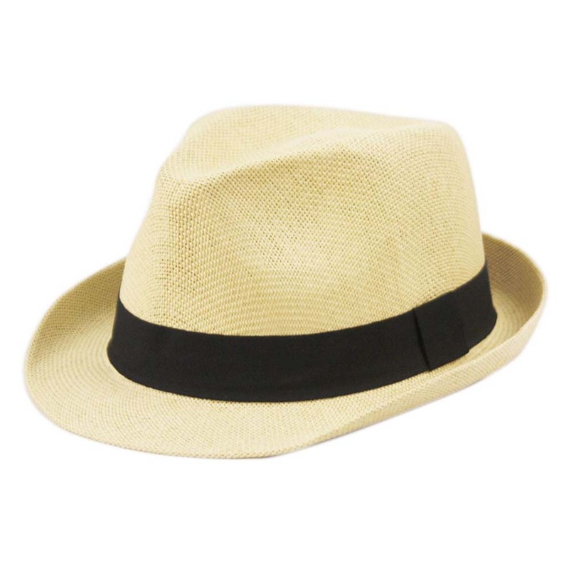 Classic Summer Straw Fedora Hat, Unisex – Angela & Williams Hat Natural M/L (58 cm)