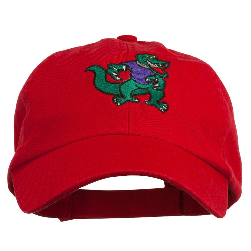 Gators Mascot Embroidered Low Profile Washed Cap Red One Size