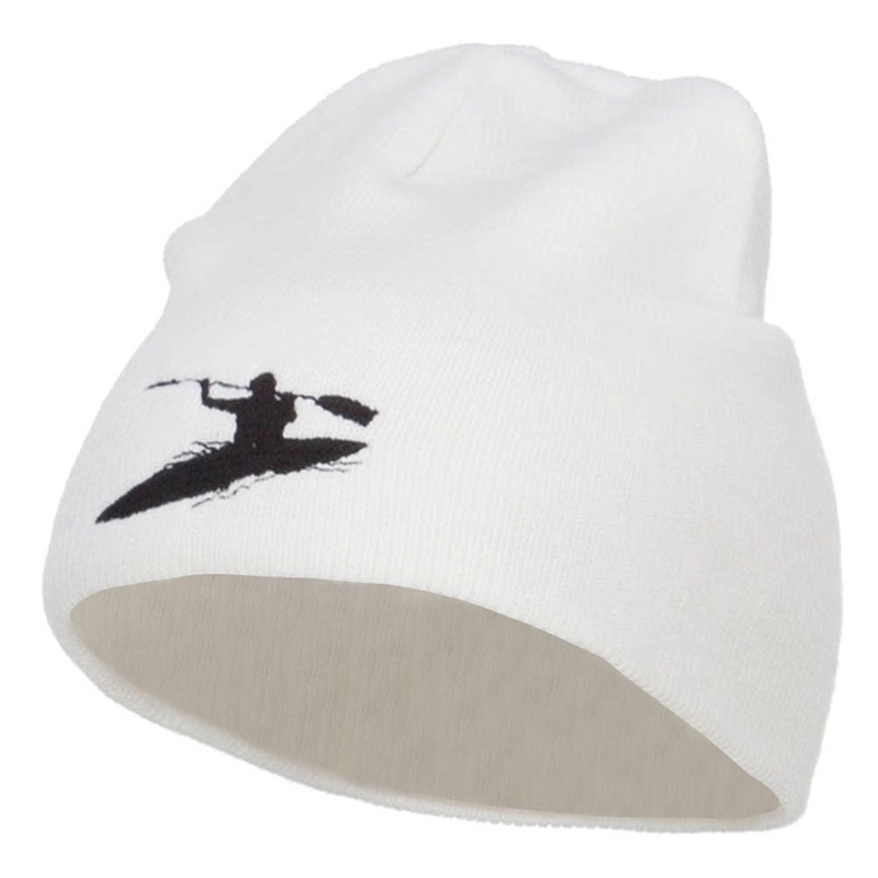 Kayak Sports Embroidered Short Beanie White One Size