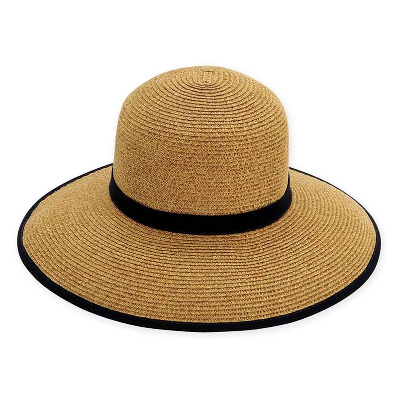 Large Size Women’s Hats: Contrast Trim Facesaver Hat – Sun ‘N’ Sand Hats Black Large (59 cm)