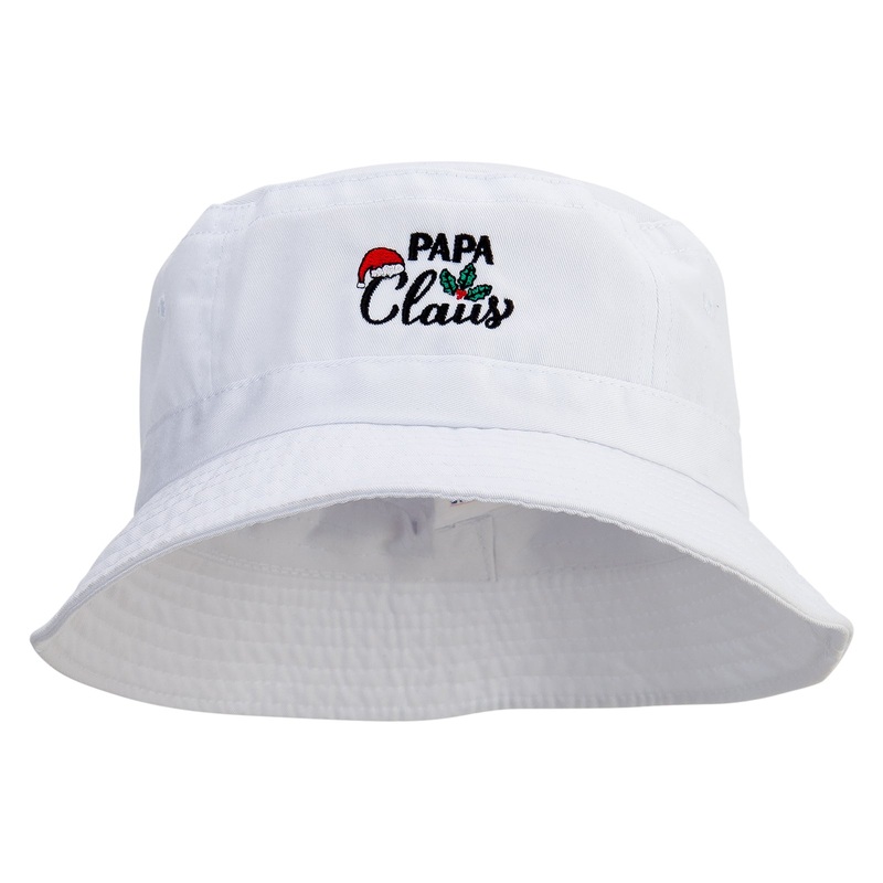 Papa Claus Embroidered Pigment Dyed Bucket Hat White One Size