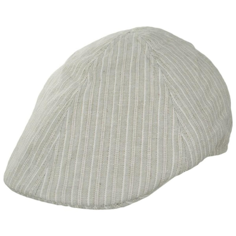 Striped Linen and Cotton Duckbill Ivy Cap BEIGE S