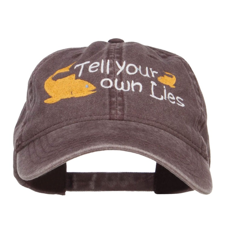 Tell Your Own Lies Embroidered Washed Cap Brown One Size