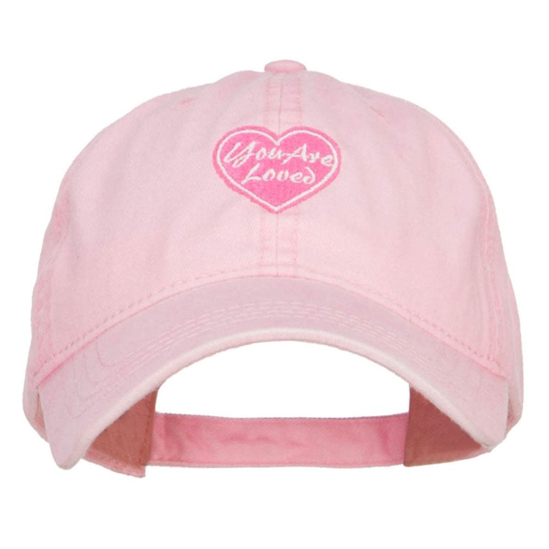 You are Loved Embroidered Washed Cap Pink One Size