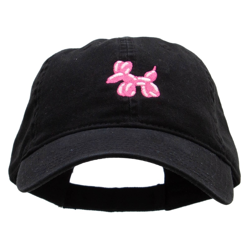 Balloon Animal Embroidered Garment Washed Cotton Twill Cap Black One Size