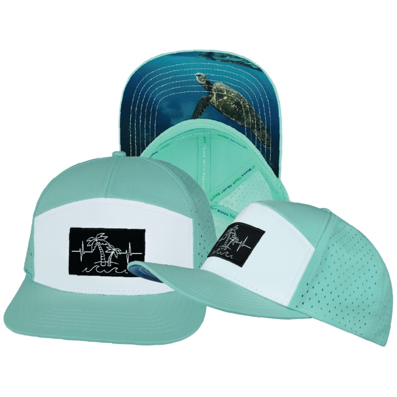 Beach Hat – Flat Bill – Mint / White – Laser Mesh