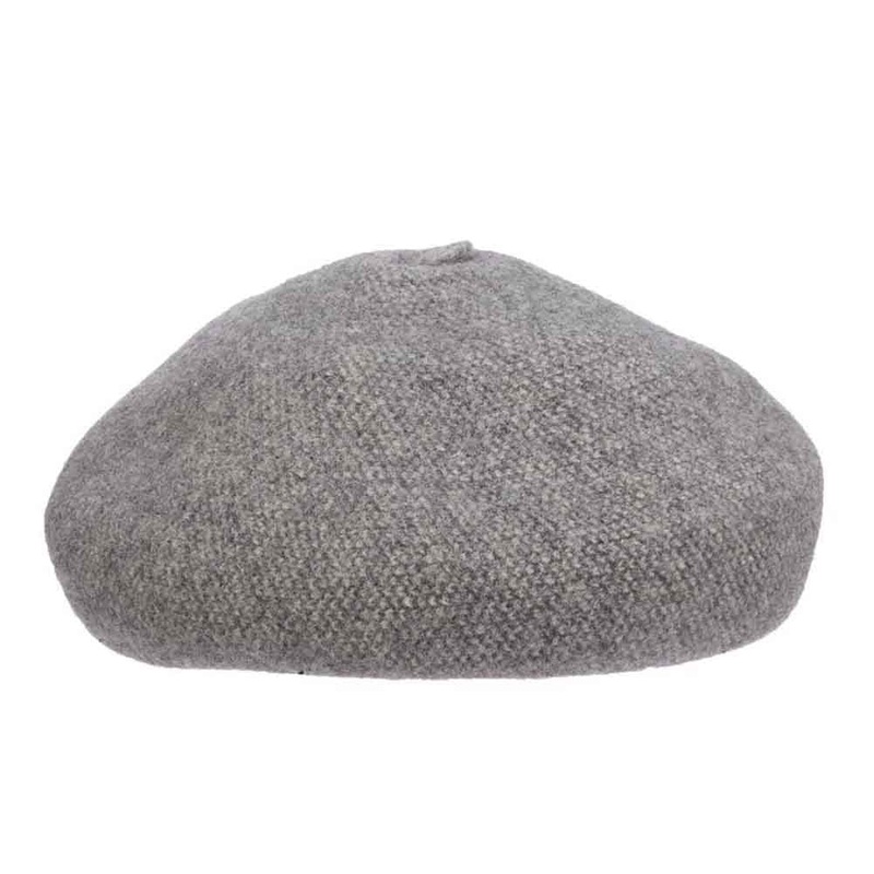 Boiled Wool Beret with Stalk – Scala Hats Grey OS