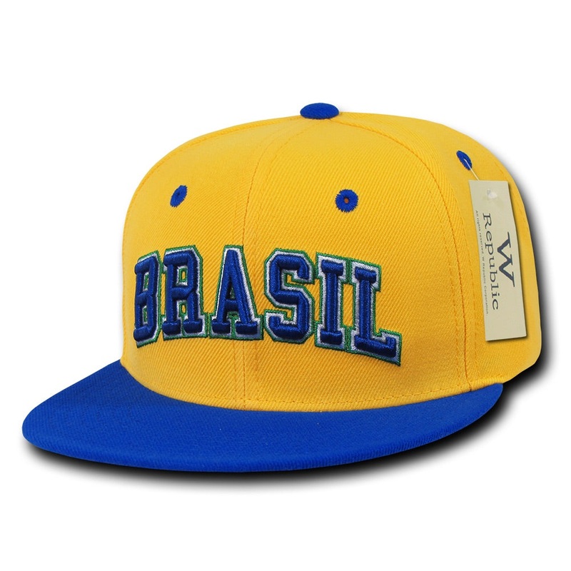 Brasil Brazil Hat Snapback Flat Bill Country Cap – WR101 Yellow