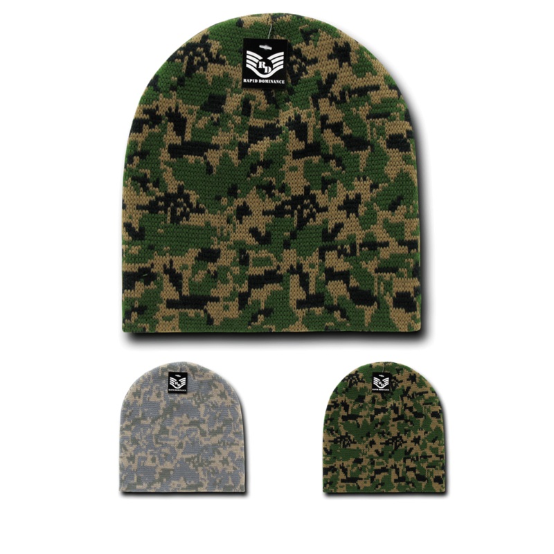 Camo Beanie Knit Cap Camouflage Military Watch Cap – Rapid Dominance R602 Universal Digital Camo
