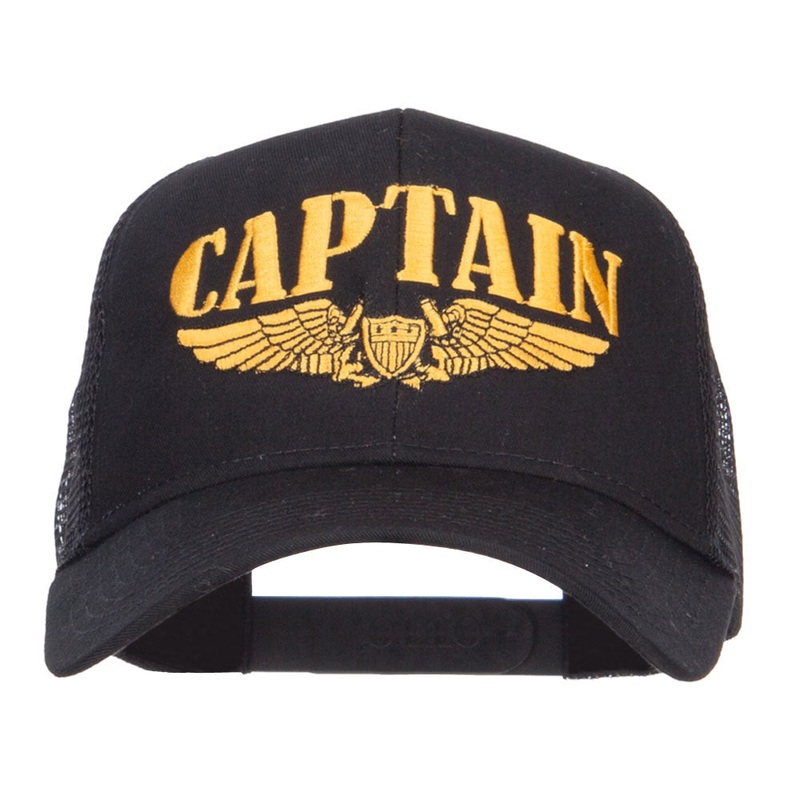 Captain Wing Logo Embroidered Mesh Cap Black One Size