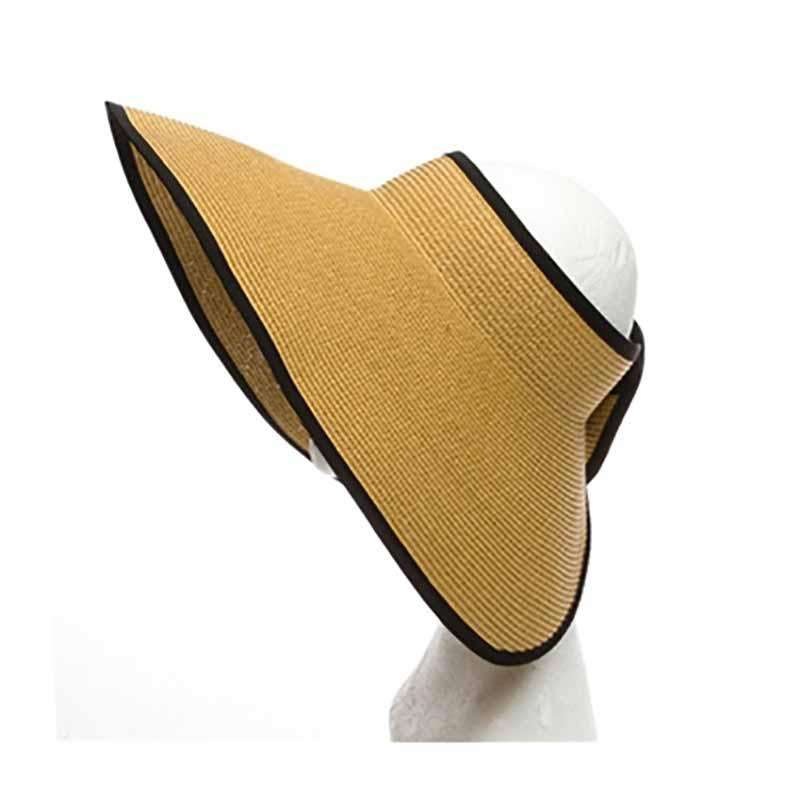 Large Roll Up Sun Visor with Contrast Trim – Boardwalk Hats Natural/Black