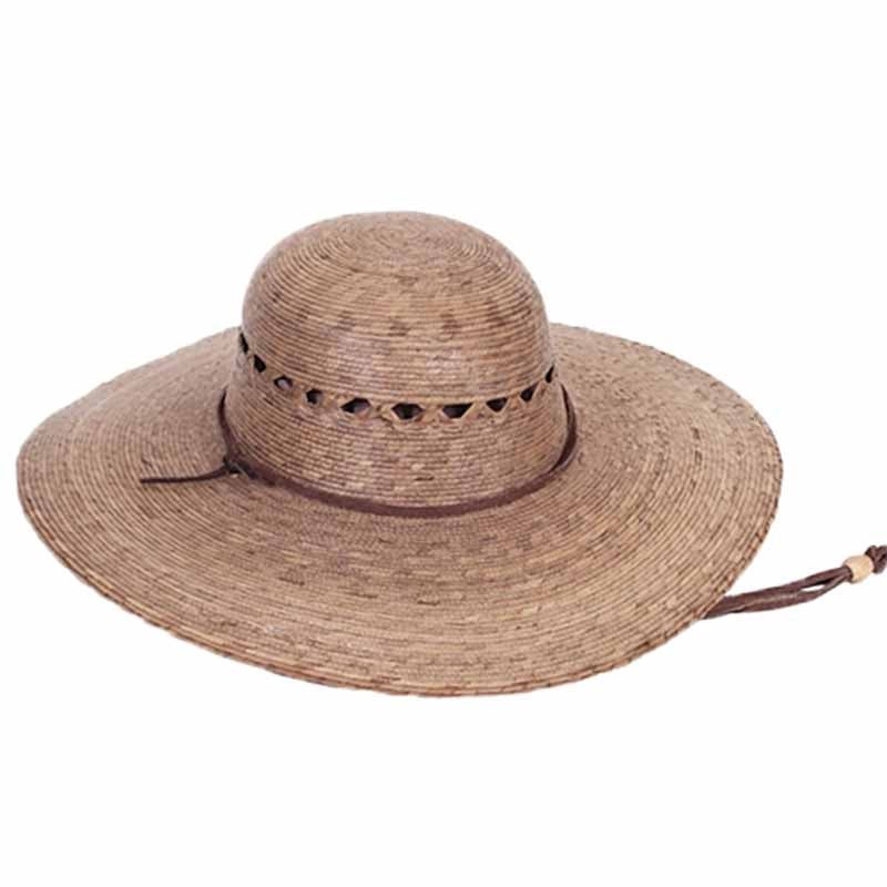 Large Size Women’s Hats: Vented Palm Leaf Ranch Hat with Chin Strap – Tula Hats Burnt Palm Large (58 cm)