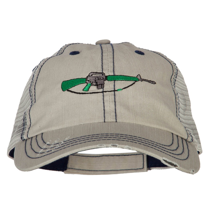 M-16 Rifle Embroidered Low Profile Mesh Cap Putty One Size