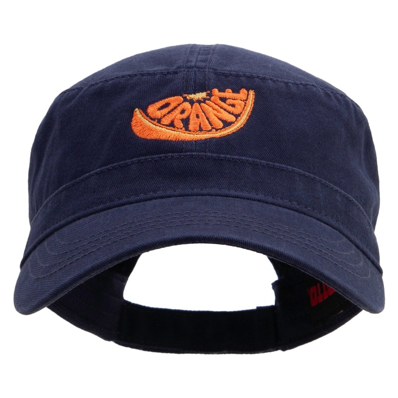 Orange Slice Embroidered Big Size Adjustable Ripstop Army Cap Navy One Size