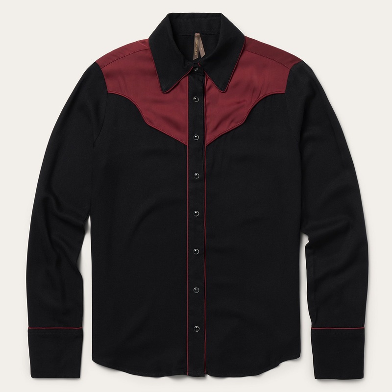 Piped Western Blouse Black XS