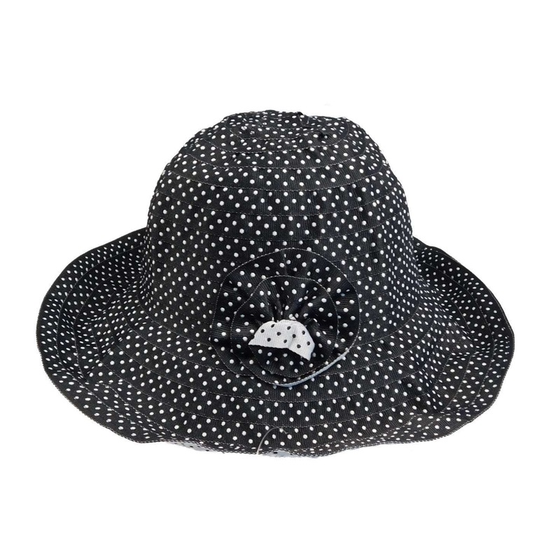 Polka Dot Ribbon Hat Black