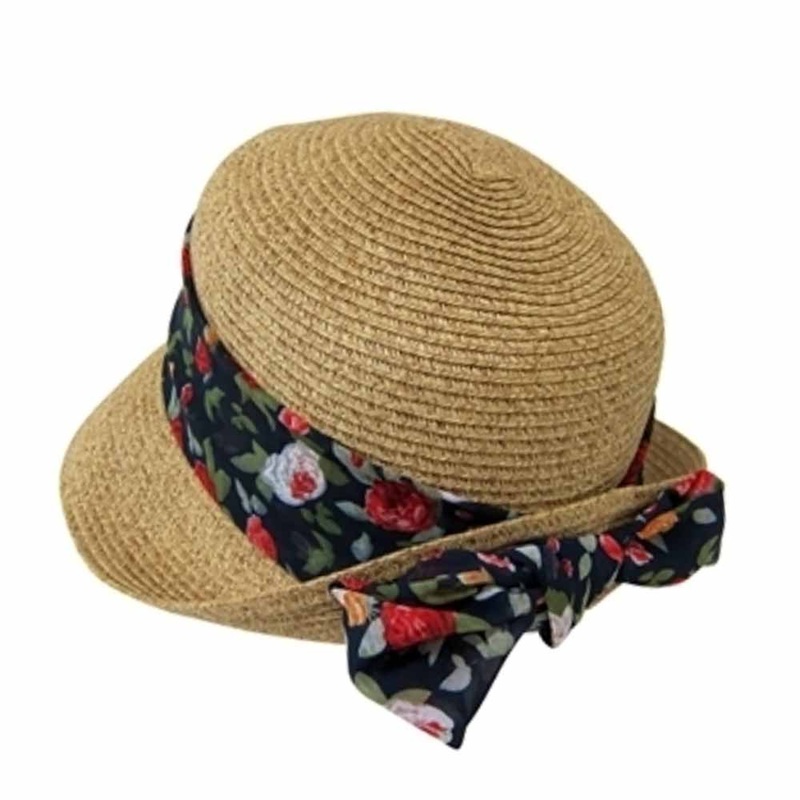 Small Bonnet Hat with Scarf – Boardwalk Style Floral Medium (57 cm)