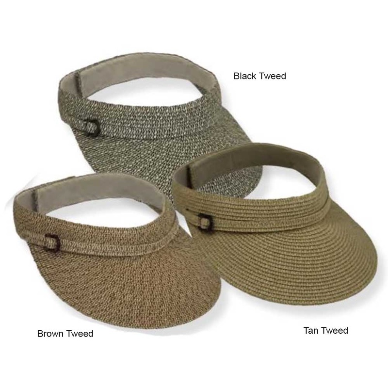 Straw Sun Visor with Bamboo Rings – Jeanne Simmons Accessories Black Tweed