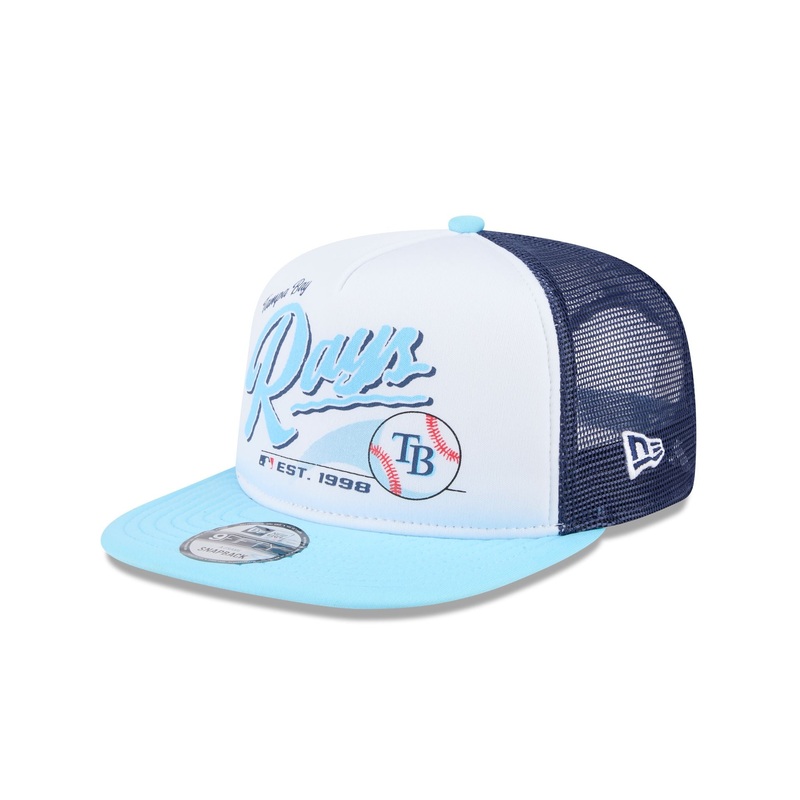 Tampa Bay Rays Retro Script 9FIFTY A-Frame Trucker Hat One Size