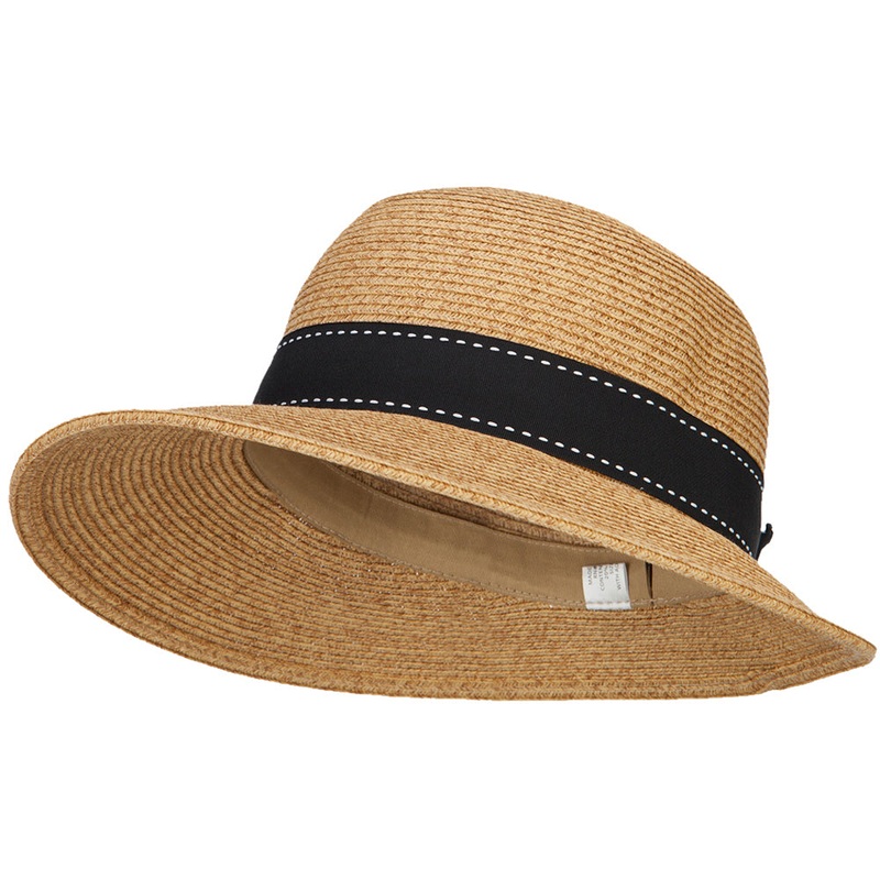 Women’s Paper Braid 3.5 Inch Brim Ribbon Hat Natural Heather One Size