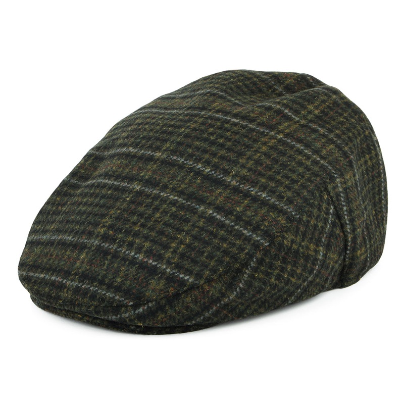 Barbour Hats Wilkin Check Flat Cap – Olive-Multi S
