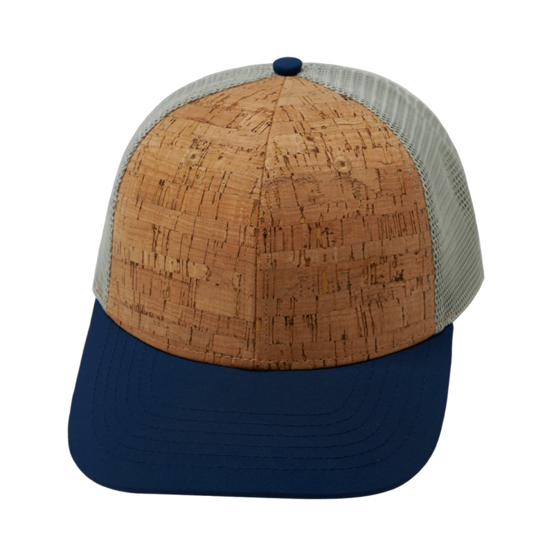 Blank – 6 Panel  – Cork – Navy / Gray (Unisex) – Trucker Mesh