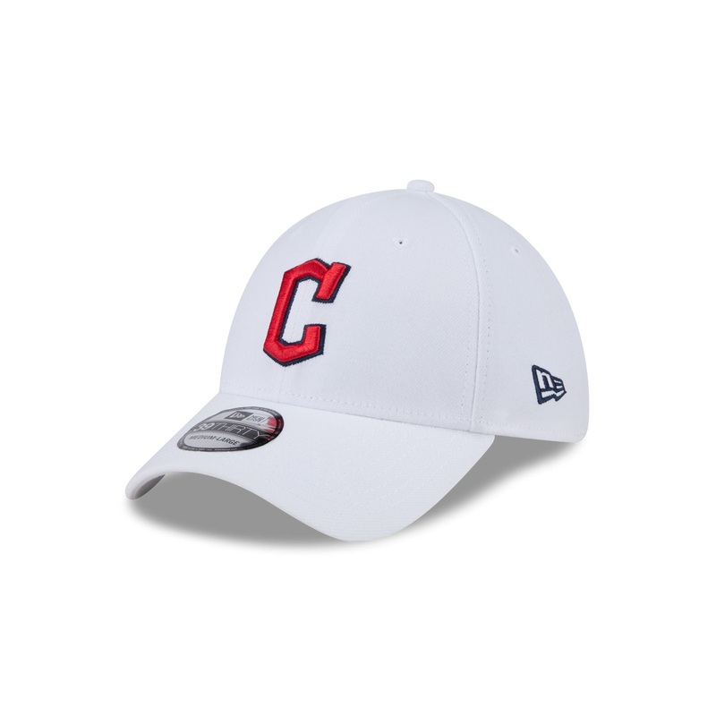 Cleveland Guardians Optic White 39THIRTY Stretch Fit Hat S/M