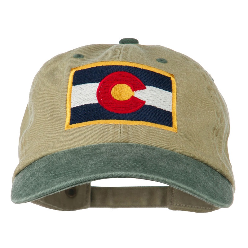 Colorado Flag Embroidered Two Tone Cap Khaki Green One Size