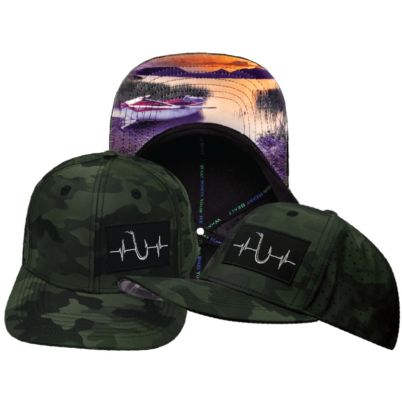 Fishing Hat – Baseball Hat Fit – Green Camo – Laser Mesh