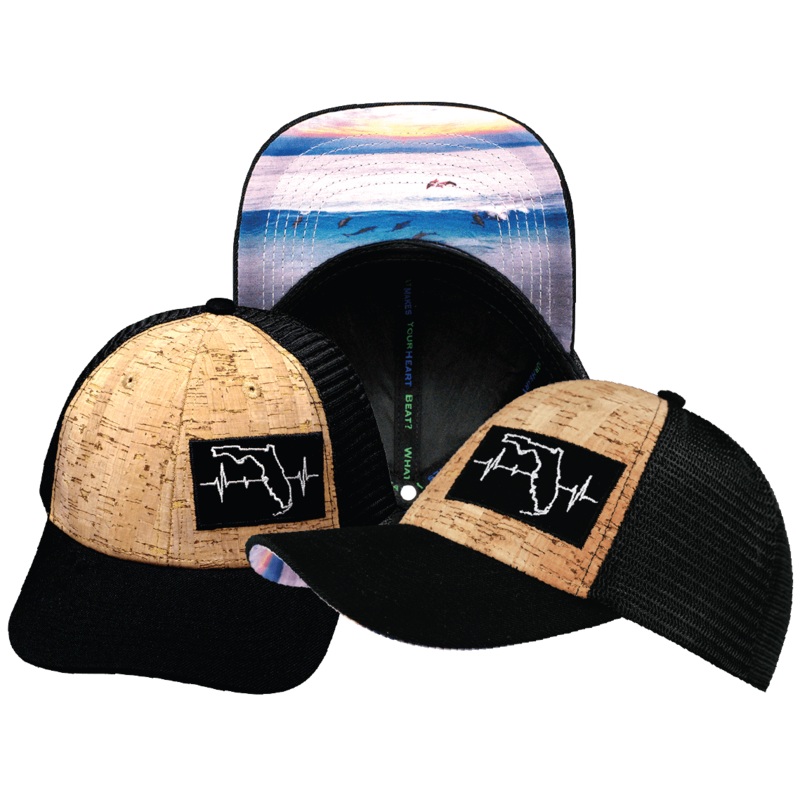 Florida Hat – Low Profile – Cork – Black – Trucker Mesh