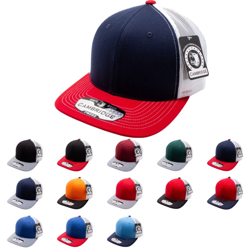 Pit Bull Cambridge PB222T Tri-Color Trucker Hat PB222 Red/White/Navy