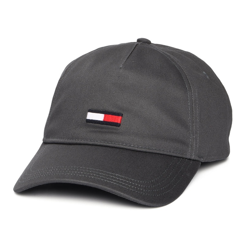 Tommy Hilfiger Hats TJM Elongated Flag Baseball Cap – Dark Grey Adjustable
