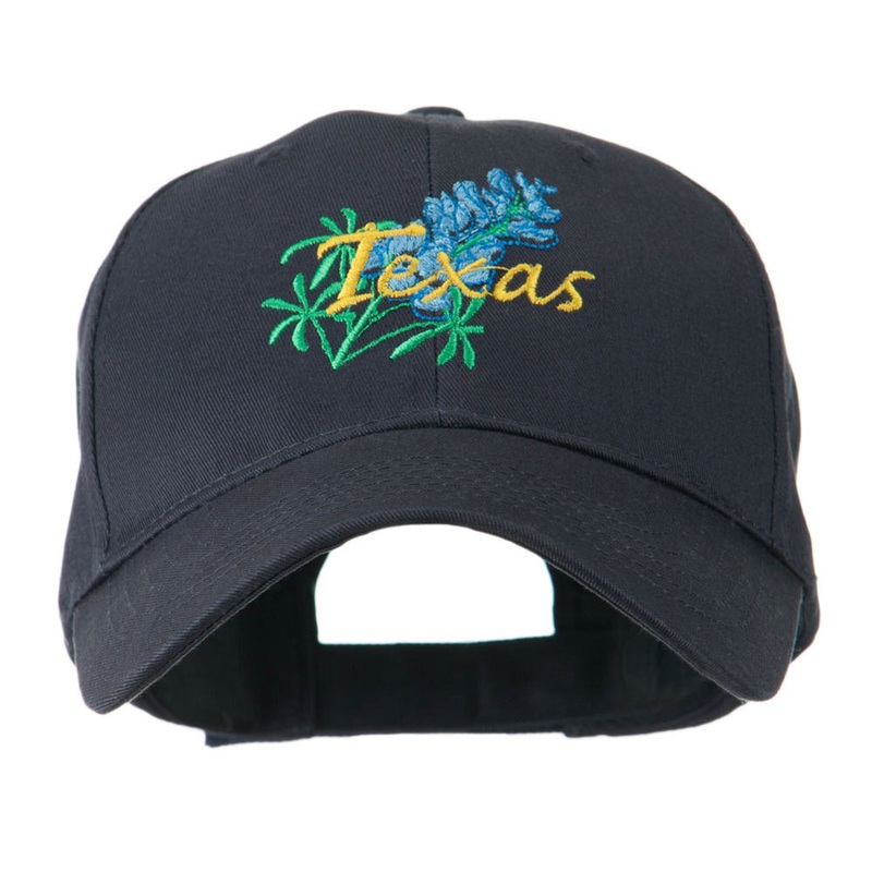 USA State Flower Texas Bluebonnet Embroidered Cap Navy One Size