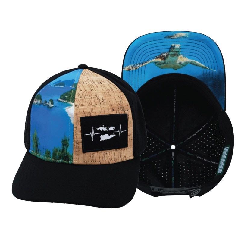 Virgin Islands Hat – Baseball Hat Fit – Cork Hybrid / Ocean  – Laser Mesh