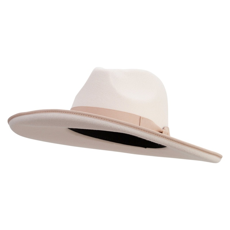 Women’s Faux Felt Fedora Hat Ivory One Size