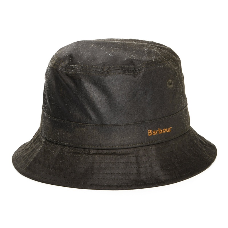 Barbour Hats Belsay Waxed Cotton Bucket Hat – Olive S