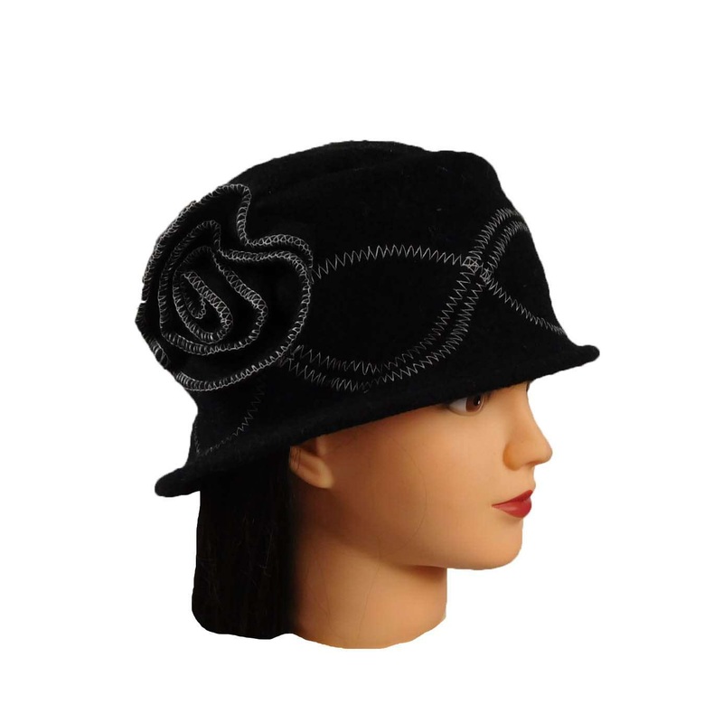 Black Beanie with Flower