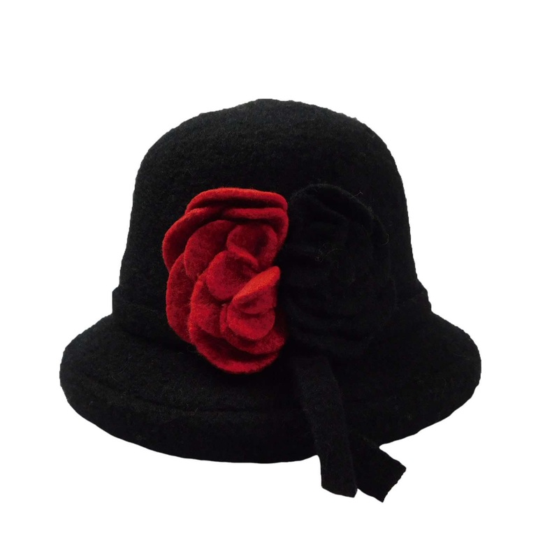Boiled Wool Medium Brim Hat Black Medium (57 cm)
