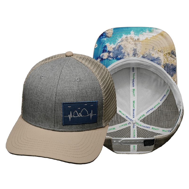 Cabo Hat – Baseball Hat Fit – Cream / Gray – Trucker Mesh