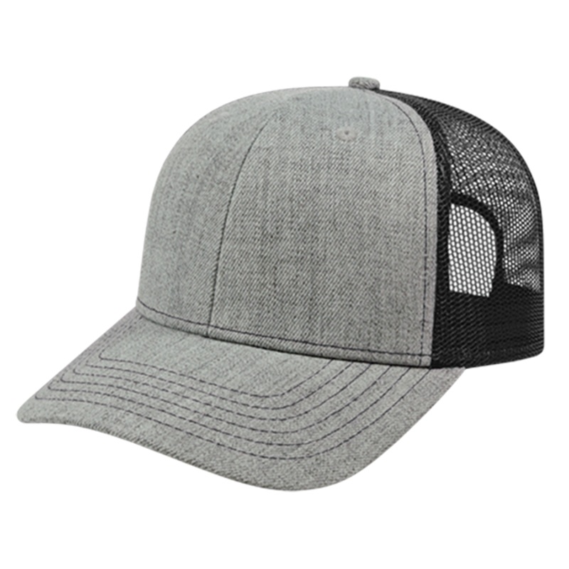 Cap America i3035 – Blended Wool Acrylic with Mesh Back Cap – Blank Heather/Black