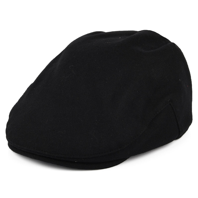 Christys Hats Balmoral Melton Wool Flat Cap – Black S