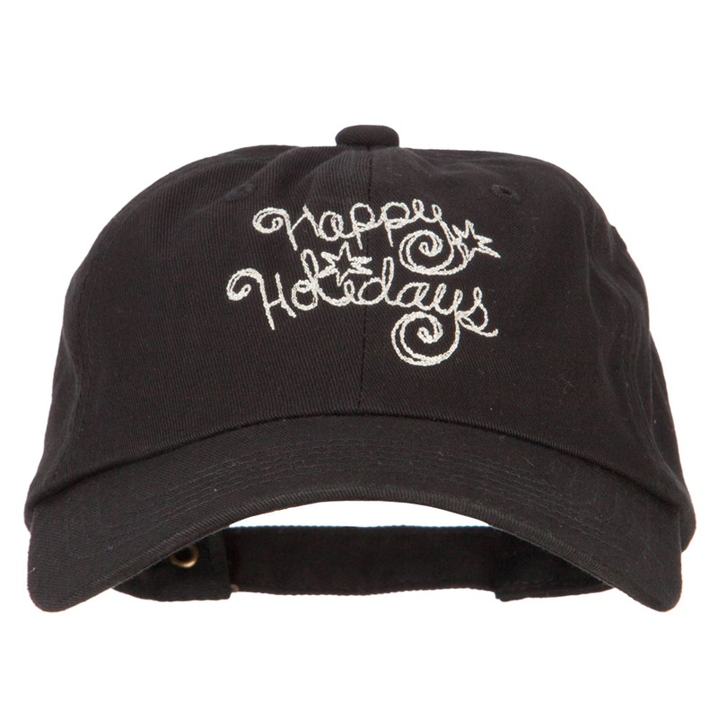 Glitter Happy Holiday Embroidered Unstructured Washed Cap Black One Size