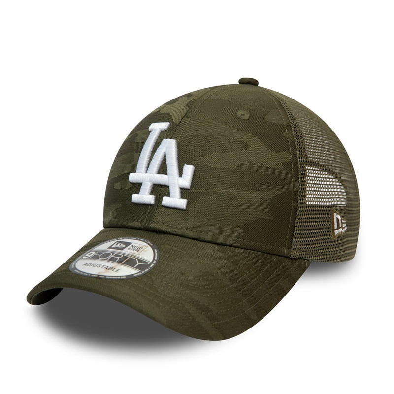 New Era 9FORTY L.A. Dodgers Trucker Cap – MLB Home Field – Olive Adjustable