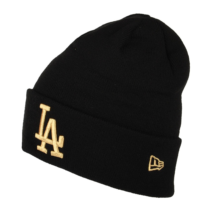New Era L.A. Dodgers Cuffed Beanie Hat – MLB Metallic – Black-Gold 1-Size