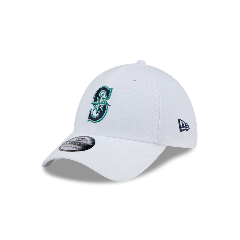 Seattle Mariners Optic White 39THIRTY Stretch Fit Hat S/M